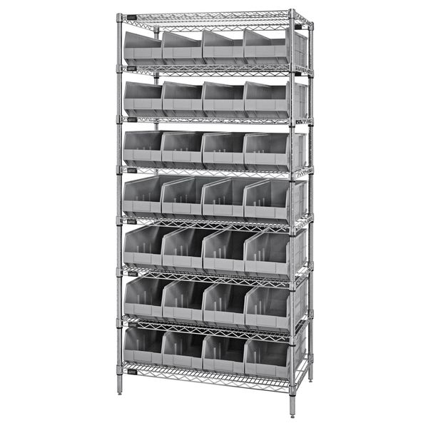Quantum Storage Systems Stackable Shelf Bin Steel Shelving Systems WR8-423GY